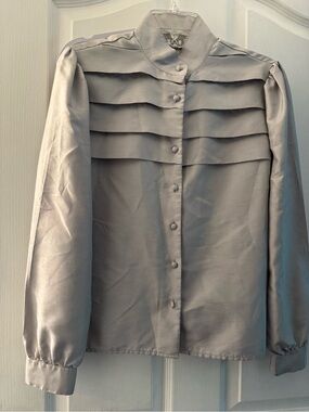 CHAUS SHIRT VINTAGE SILVER  MADE IN HONG KONG SIZE SMALL NO FLAWS 1970s 1980s